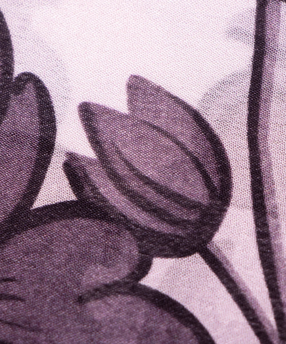 White Floral Printed Chinon Silk Fabric
