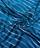 Teal Blue Lehariya Printed Chinon Silk Fabric