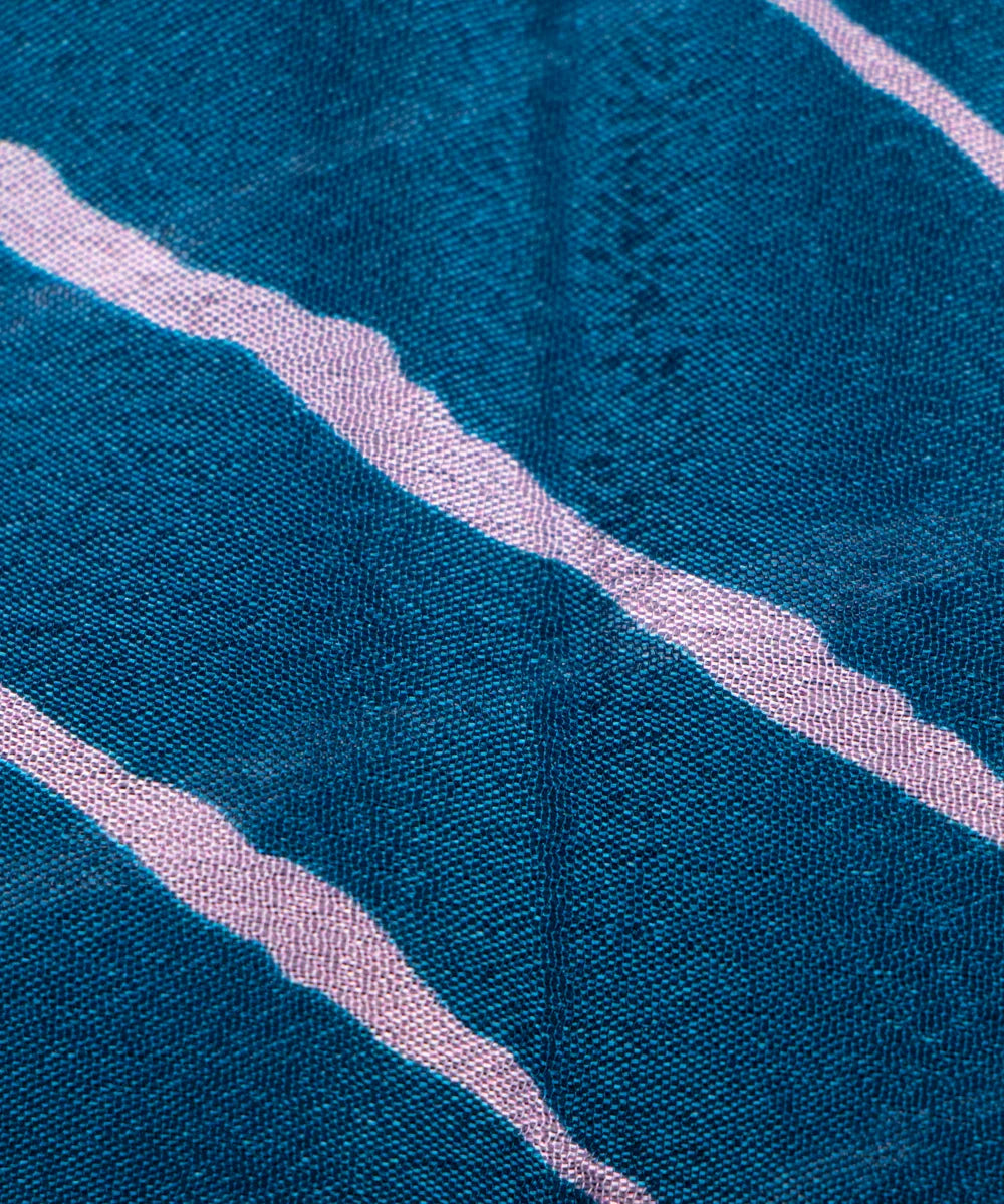 Teal Blue Lehariya Printed Chinon Silk Fabric