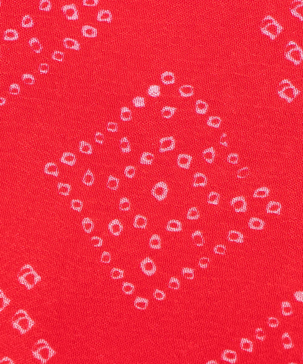Red Bandhani Printed Chinon Silk Fabric