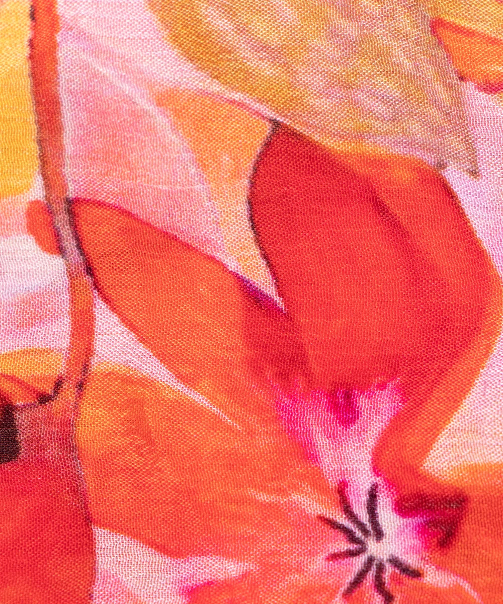 Multi Floral Printed Chinon Silk Fabric