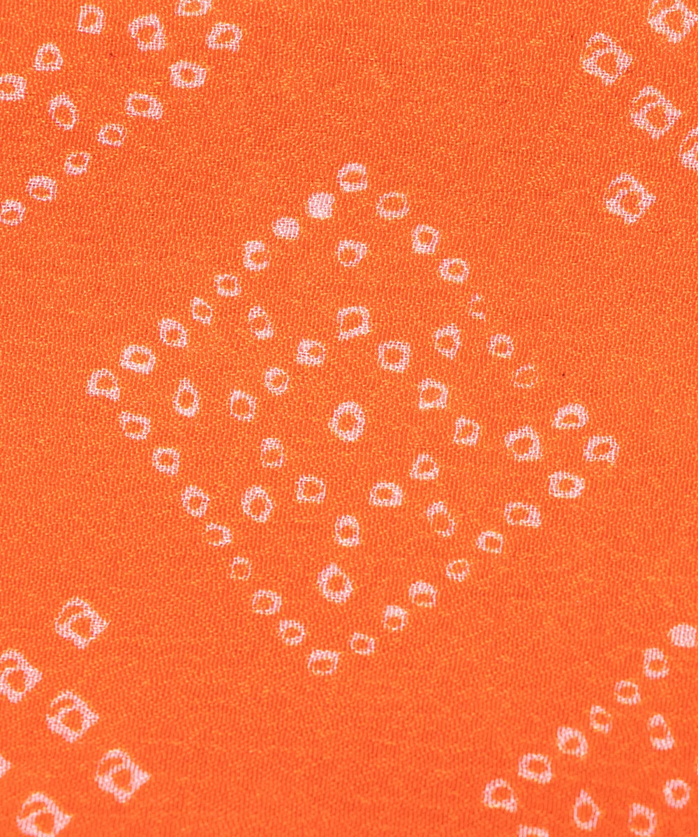 Orange Bandhani Printed Chinon Silk Fabric