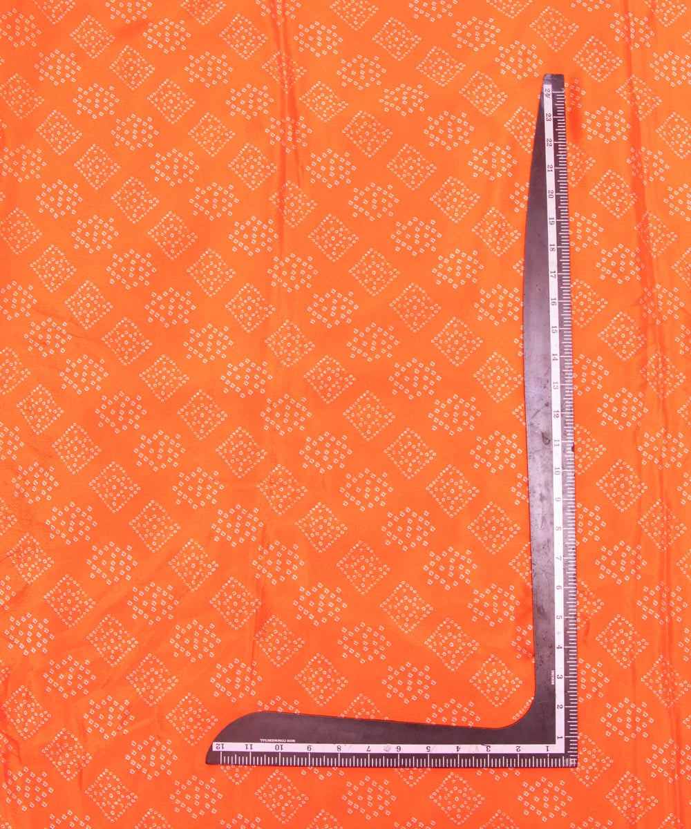 Orange Bandhani Printed Chinon Silk Fabric