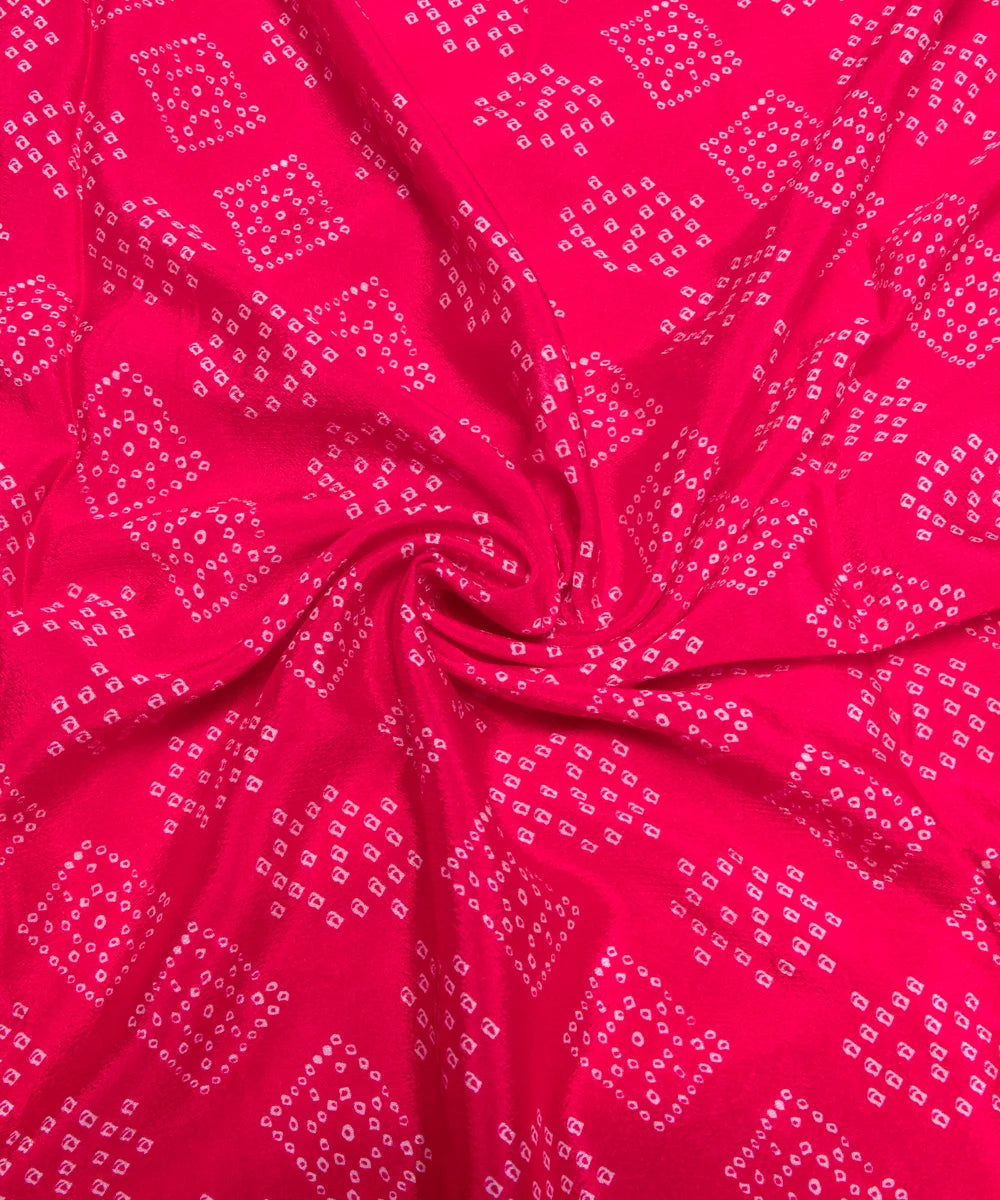Magenta Bandhani Printed Chinon Silk Fabric
