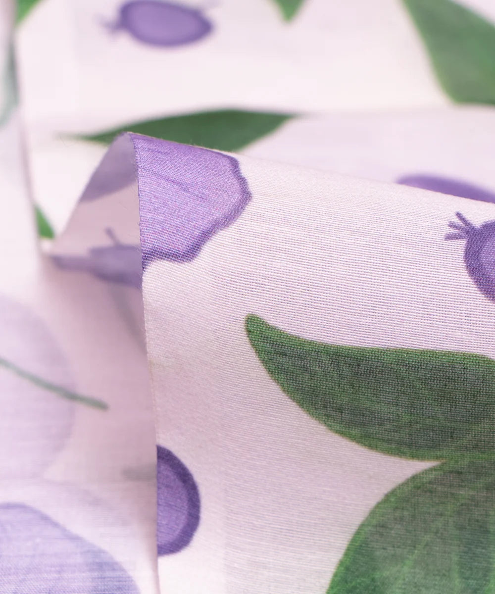 White Floral Printed Chanderi Fabric