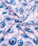 White Floral Printed Chanderi Fabric