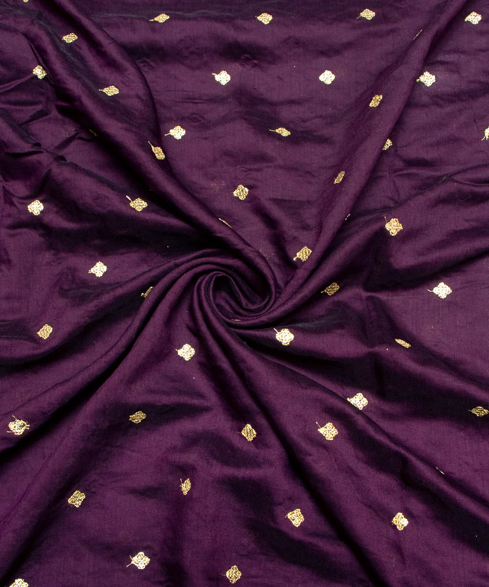 Wine Embroidery Modal Chanderi Fabric