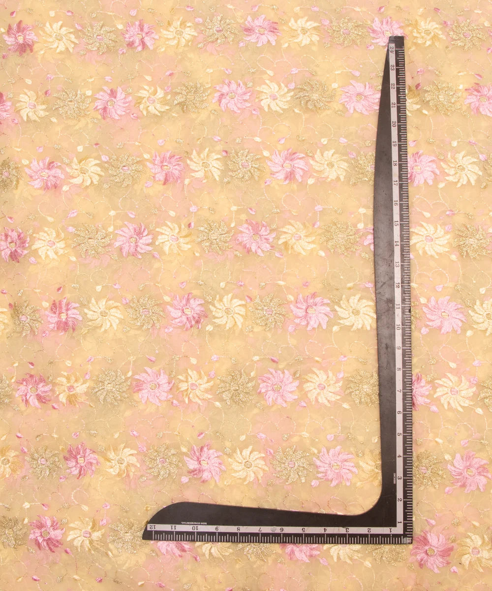 Pastel Yellow Embroidery Georgette Fabric