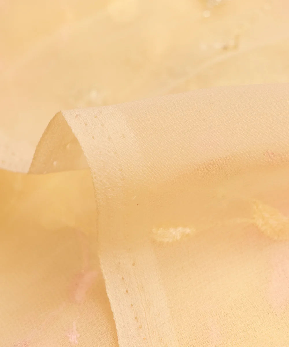 Pastel Yellow Embroidery Georgette Fabric