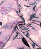 Lavender Color Leaf Print Silk Chinon Fabric