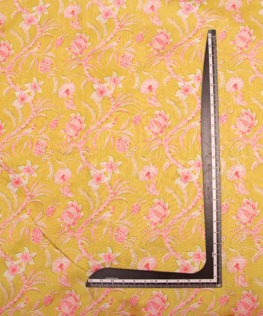 Mehandi Green Digital Floral Printed Chanderi Fabric