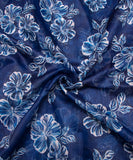 Indigo Blue Digital Floral Printed Chanderi Fabric