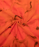 Dusty Orange Floral Hand Paint Georgette Fabric