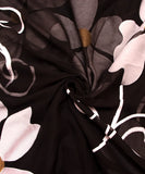 Black Floral Hand Paint Georgette Fabric