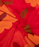 Red Floral Hand Paint Georgette Fabric