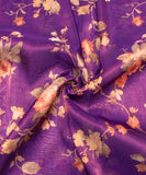 Purple Floral Printed Tissue Silk Fabric