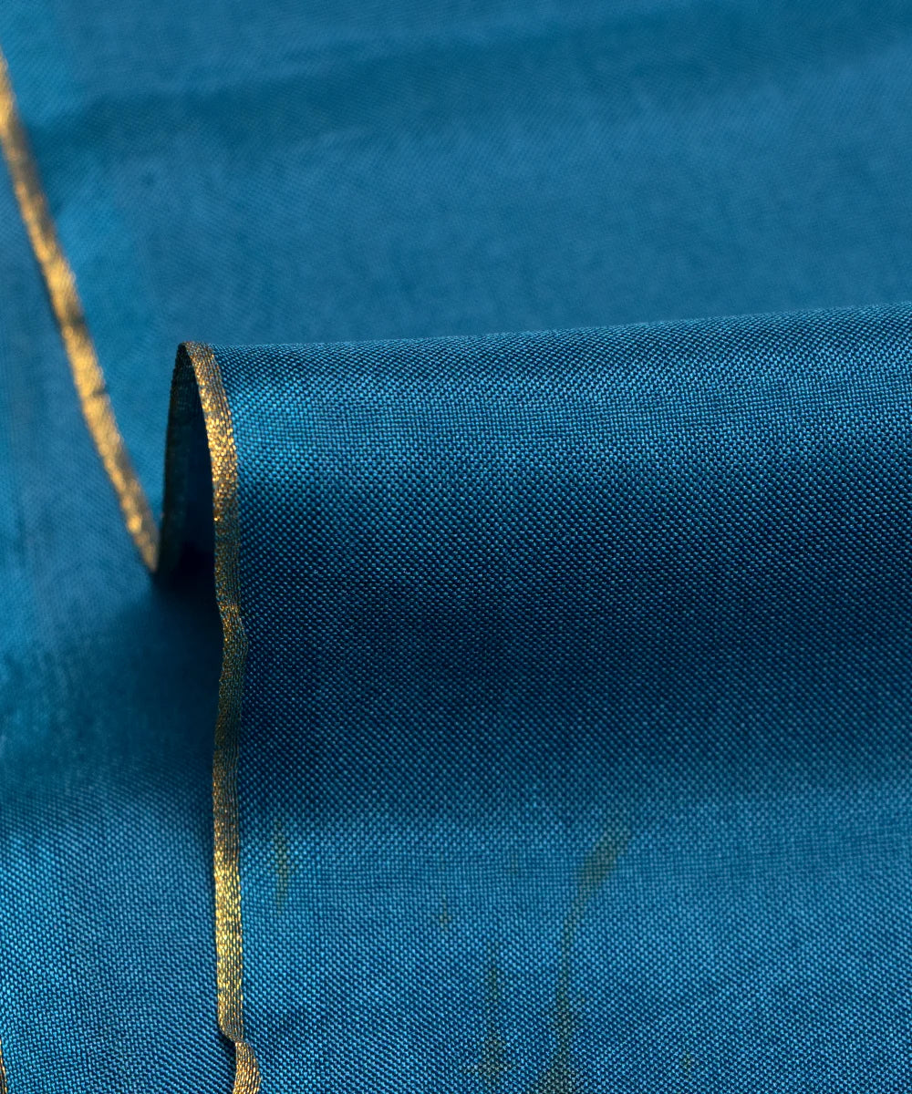 Teal Blue Plain Uppada Silk Fabric
