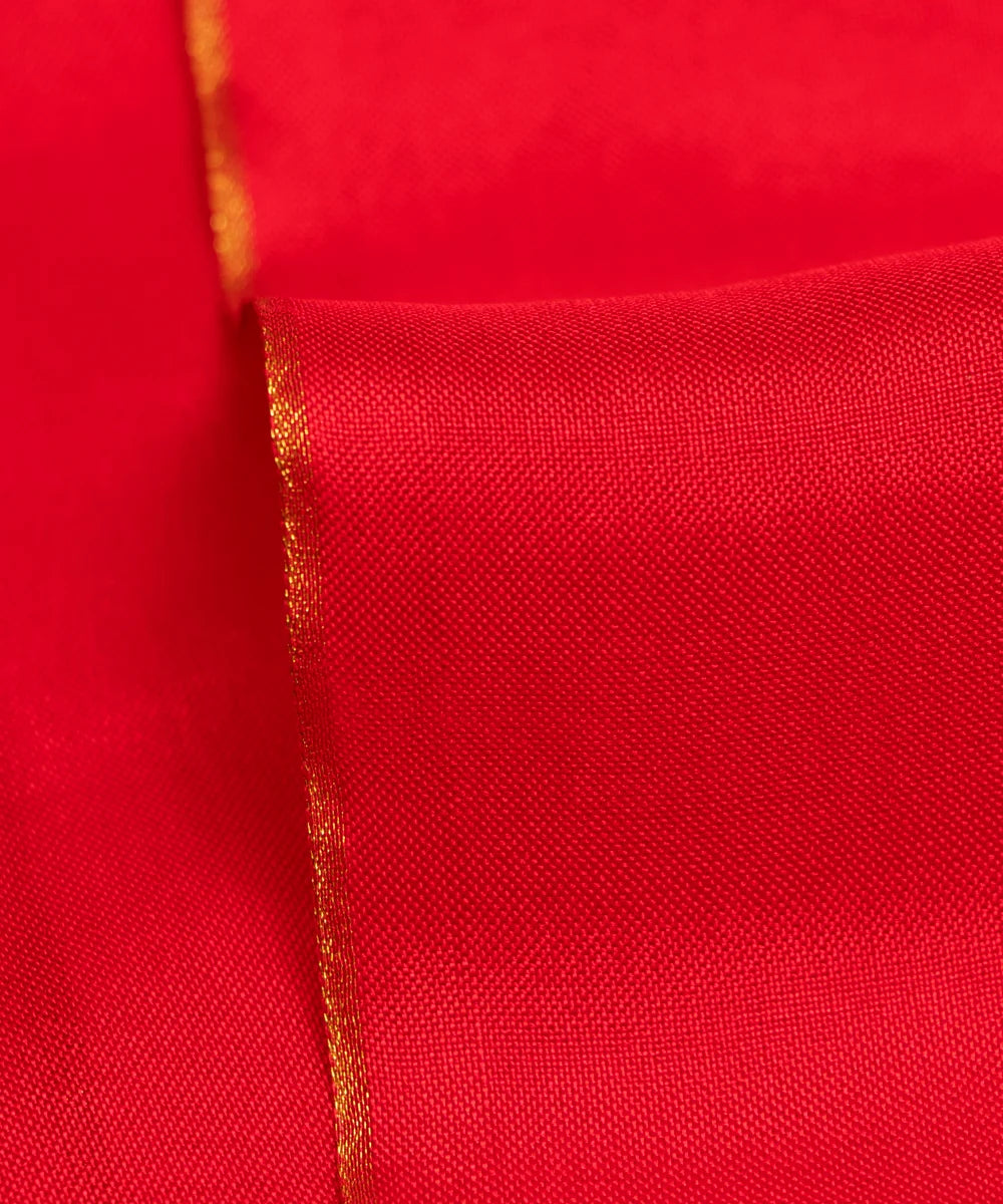 Red Plain Uppada Silk Fabric