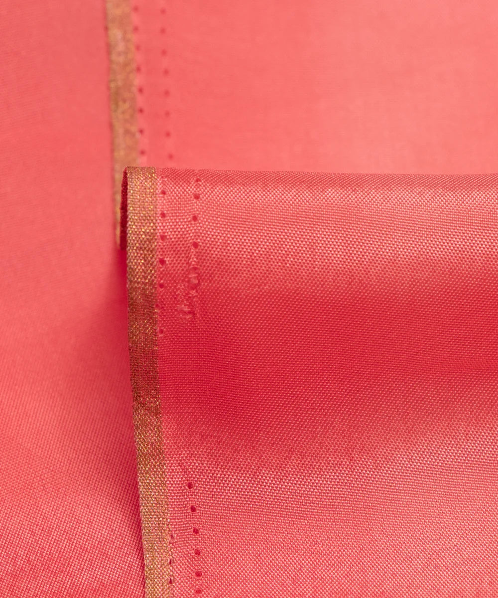 Peach Plain Uppada Silk Fabric