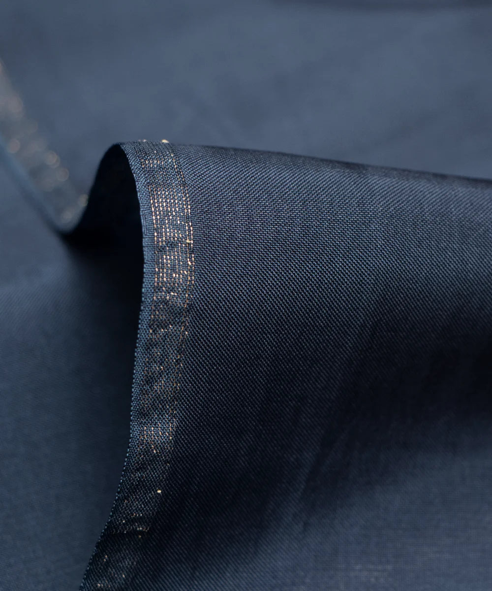 Dark Teal Blue Plain Uppada Silk Fabric