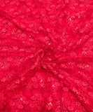 Magenta Floral Embroidery Net fabric