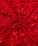 Amaranth Red Floral Embroidery Net fabric