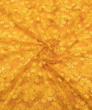 Yellow Floral Embroidery Net fabric