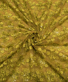 Mehandi Green Floral Embroidery Net fabric