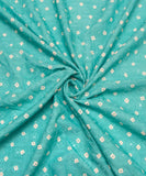 Sea Green ChikanKari Embroidery Rayon Fabric