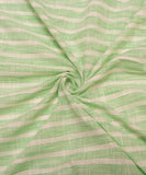 Light Green Stripes Pattern Khadi Fabric