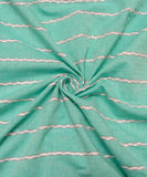 Sea Green Stripes Pattern Khadi Fabric