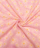 Pastel Pink Floral Printed Cotton Linen Fabric