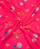 Dark Pink Floral Printed Cotton Linen Fabric