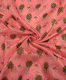 Peach Pink Pichwai Printed Chanderi Silk Fabric