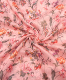 Pastel Pink Floral Printed Chanderi Silk Fabric