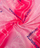 Dark Pink Bandhani Printed Chanderi Silk Fabric
