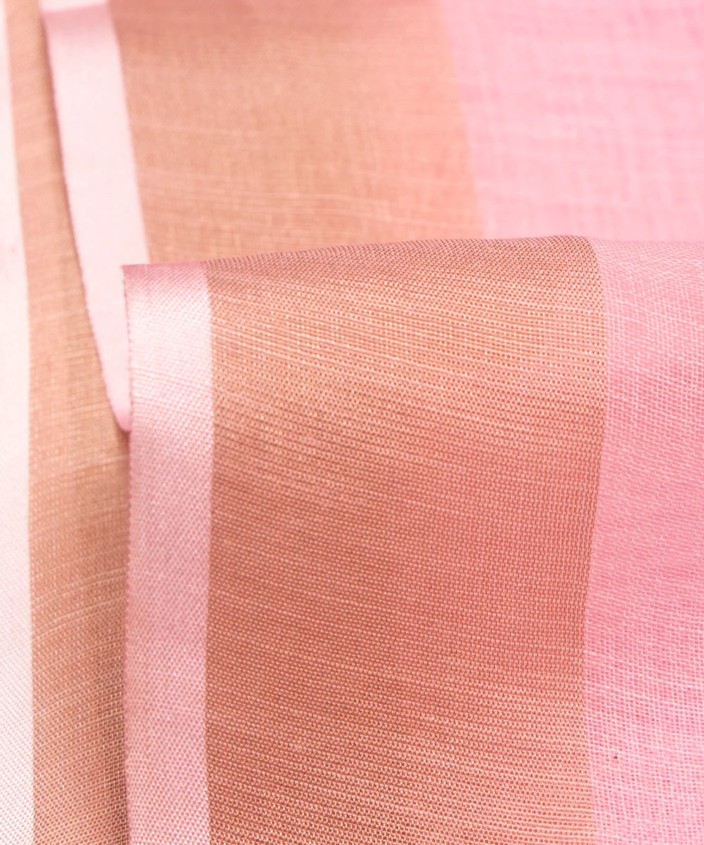 Light Pink Floral Print Zari Cotton Linen Fabric