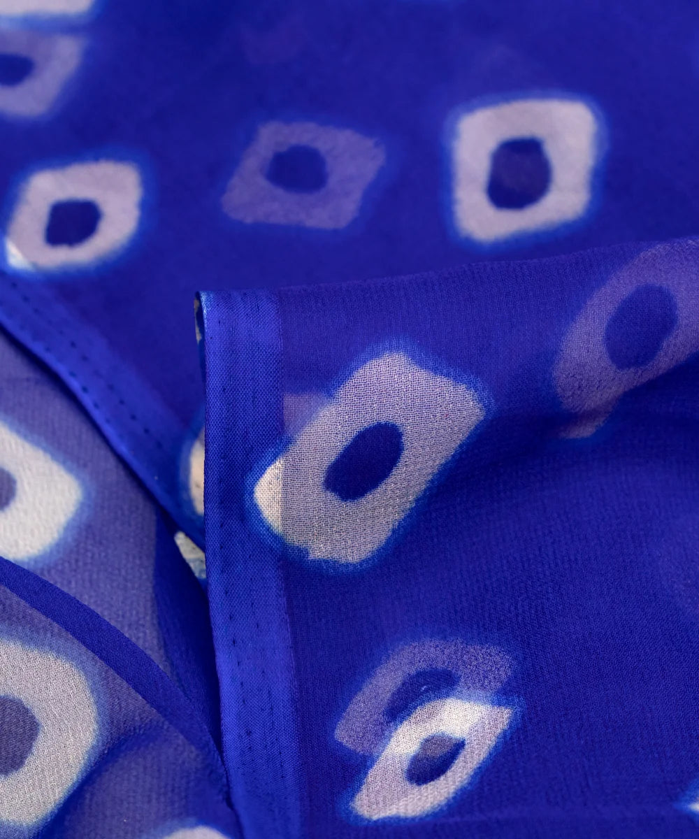 Royal Blue Bandhani Print Georgette Fabric