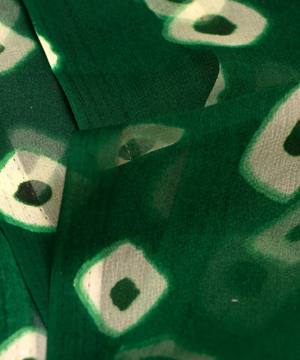 Dark Green Bandhani Print Georgette Fabric