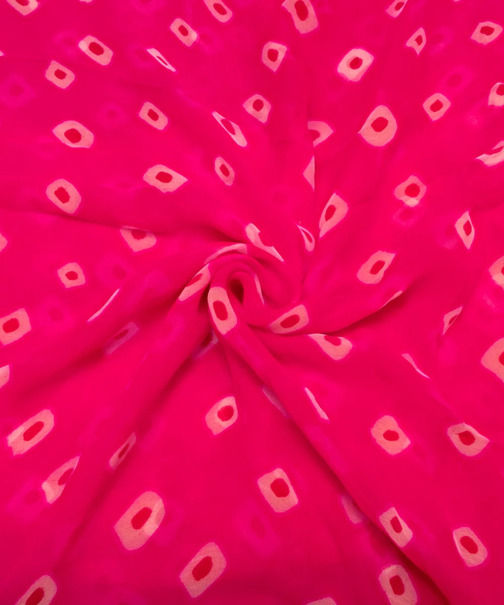Dark Magenta Bandhani Print Georgette Fabric