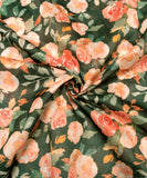 Green Floral Printed Chanderi Fabric