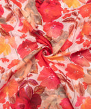 Off White Floral Printed Chanderi Fabric