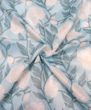 Light Aqua Floral Printed Chanderi Fabric
