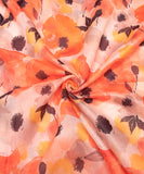 Off White Floral Printed Chanderi Fabric