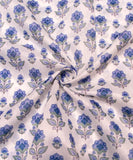 White Floral Printed Chanderi Fabric