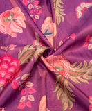 Purple Floral Printed Tissue Silk Fabric