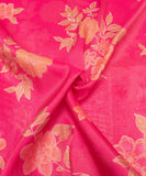 Hot Pink Floral Printed Tissue Silk Fabric