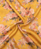 Mustard Yellow Floral Printed Tissue Silk Fabric