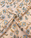 Off White  Floral Printed Tissue Silk Fabric