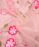 Light Pink Floral Hand Paint Organza  Fabric